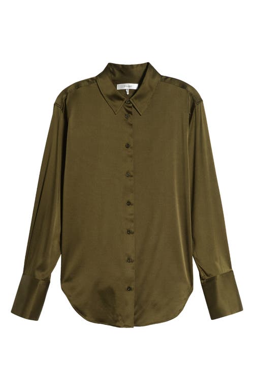 Shop Frame Stretch Silk Button-up Shirt In Rich Military