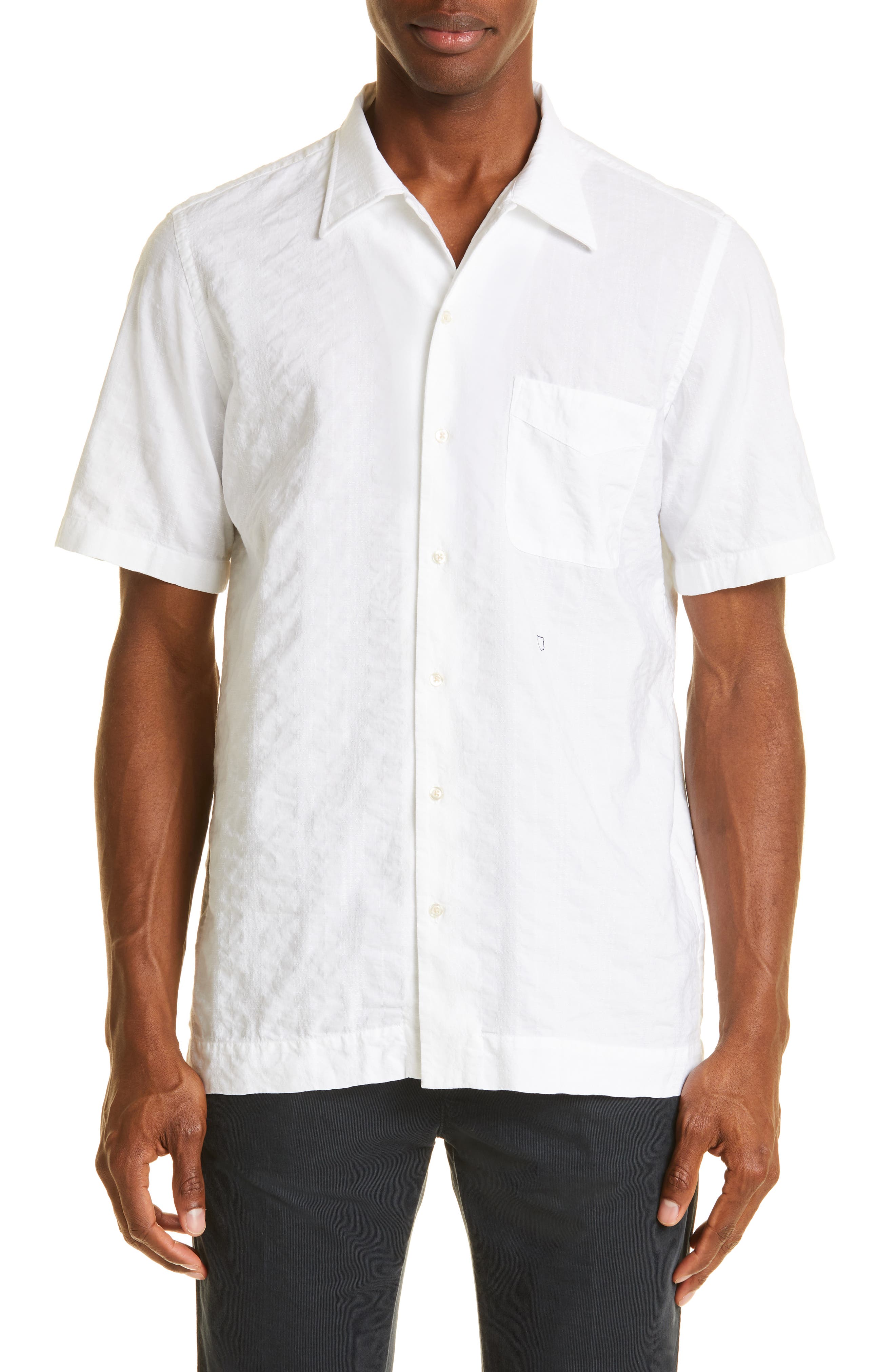 mens white linen button up shirt