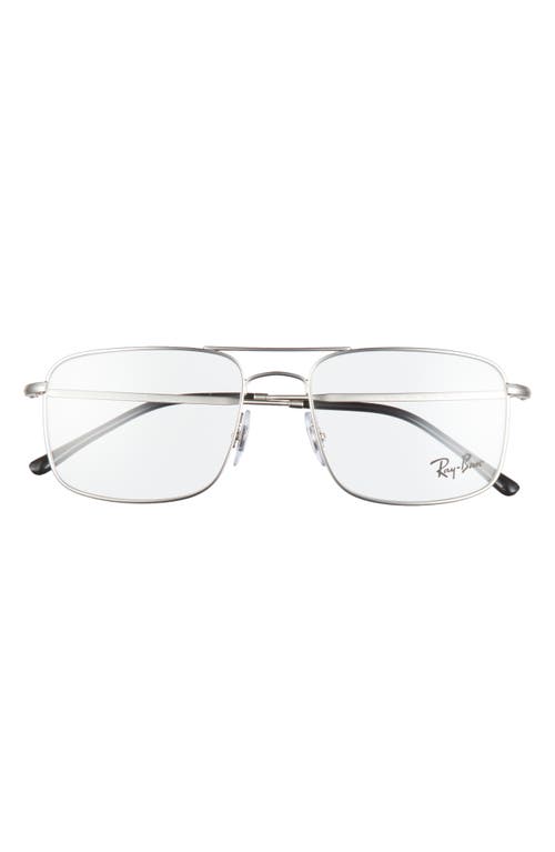 Ray-Ban 55mm Square Blue Light Blocking Glasses in Matte Silver/Clear