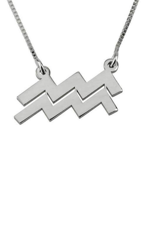 Zodiac Pendant Necklace in Sterling Silver - Aquarius