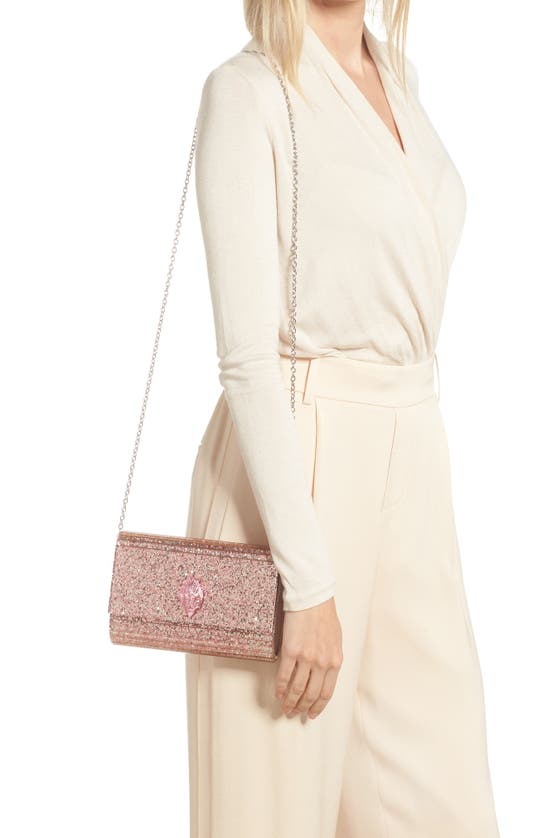 Kurt Geiger London Party Eagle Glitter Clutch In Light/ Pastel Pink