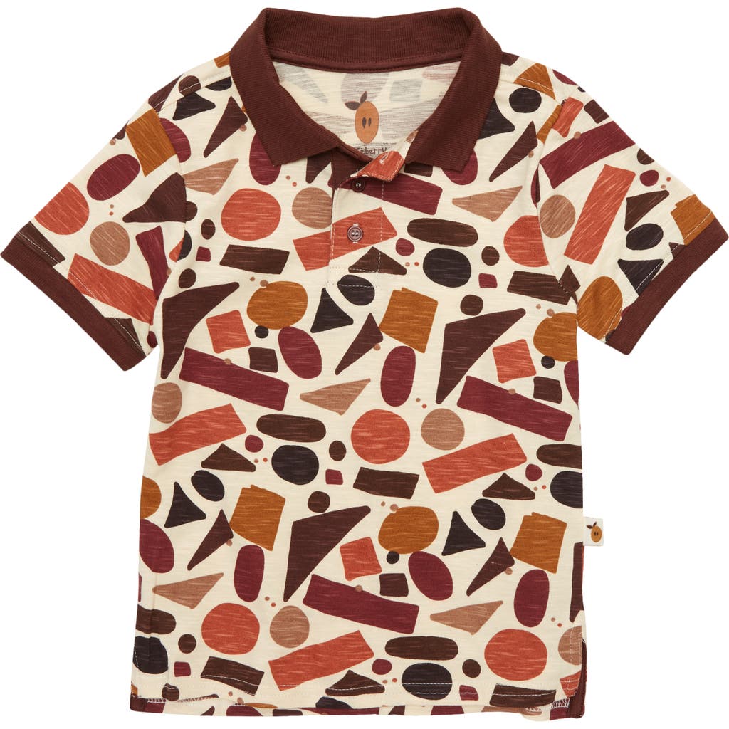 Naseberry River Rock Print Organic Cotton Polo In Brown