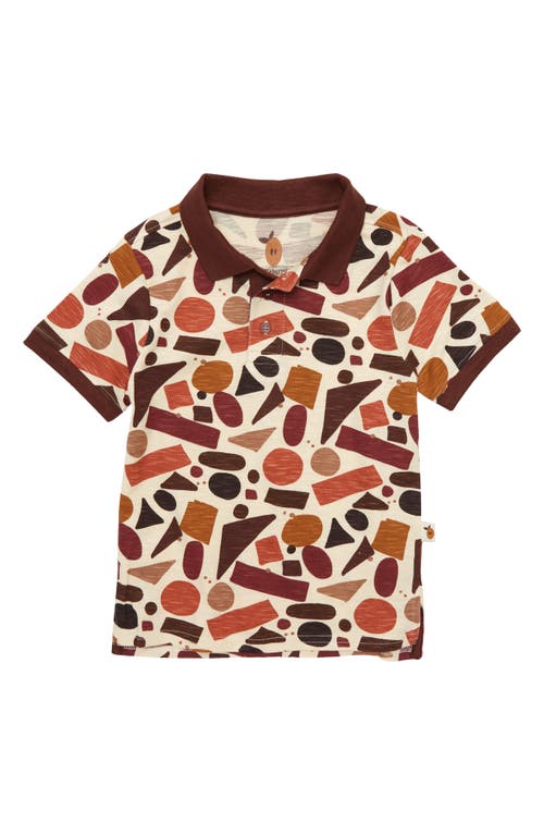 Naseberry River Rock Print Organic Cotton Polo Brown/Beige at Nordstrom,
