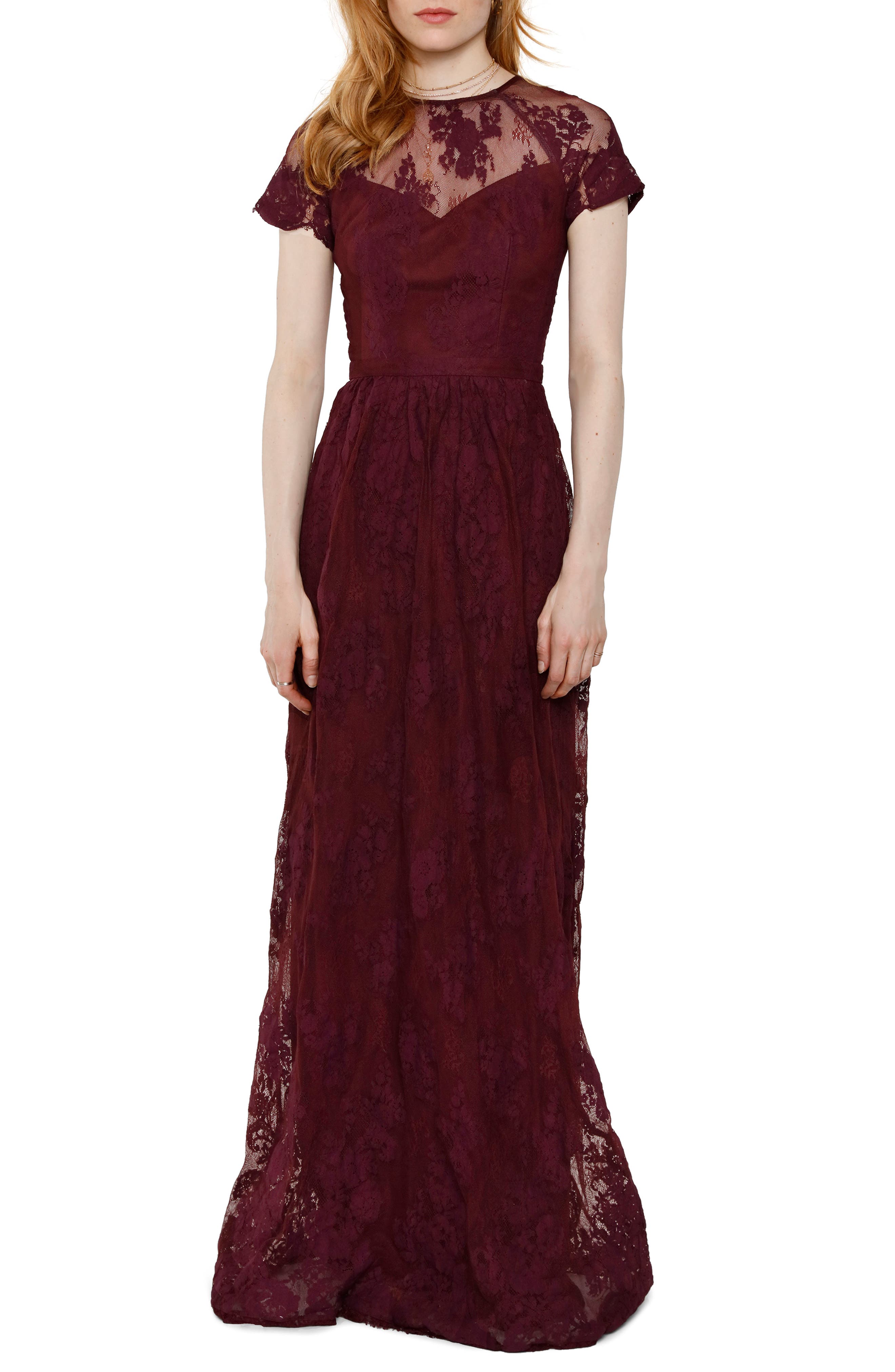 Heartloom Josie Lace Gown, Burgundy