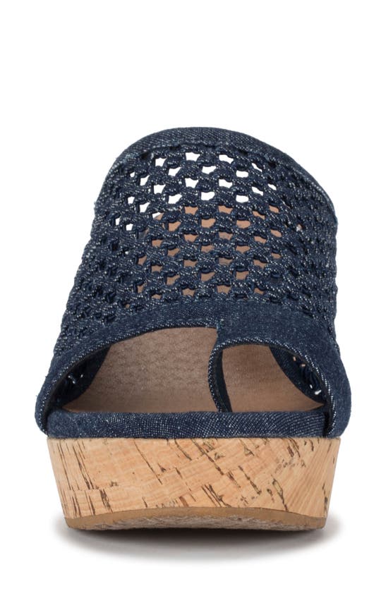 Baretraps Flossey Platform Slide Wedge Sandals In Dark Denim