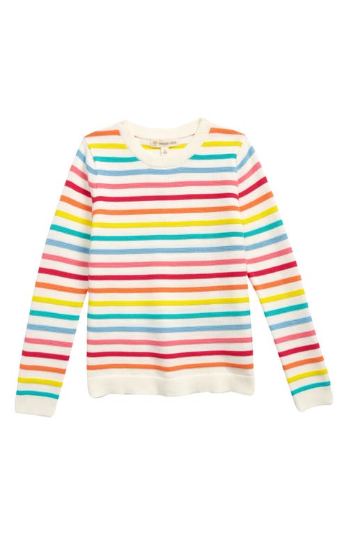 Tucker + Tate Kids' Rainbow Stripe Cotton Sweater in Ivory Egret Multi Stripe