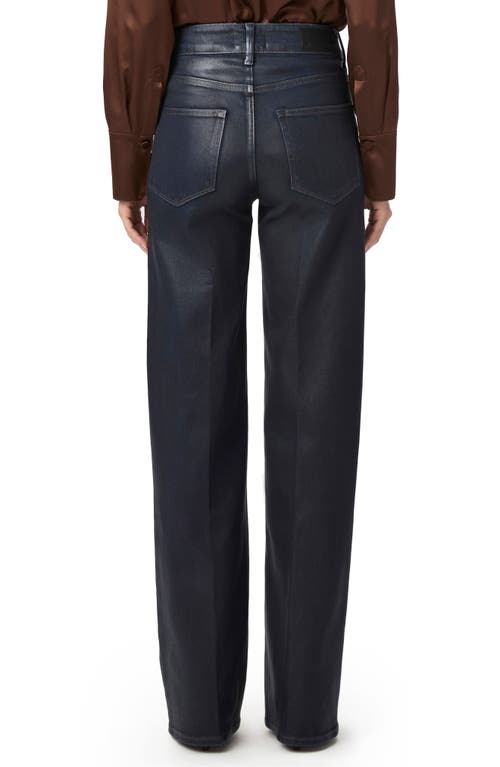 Shop Paige Sasha Coated High Waist Wide Leg Jeans In Glazed Indigo Coating