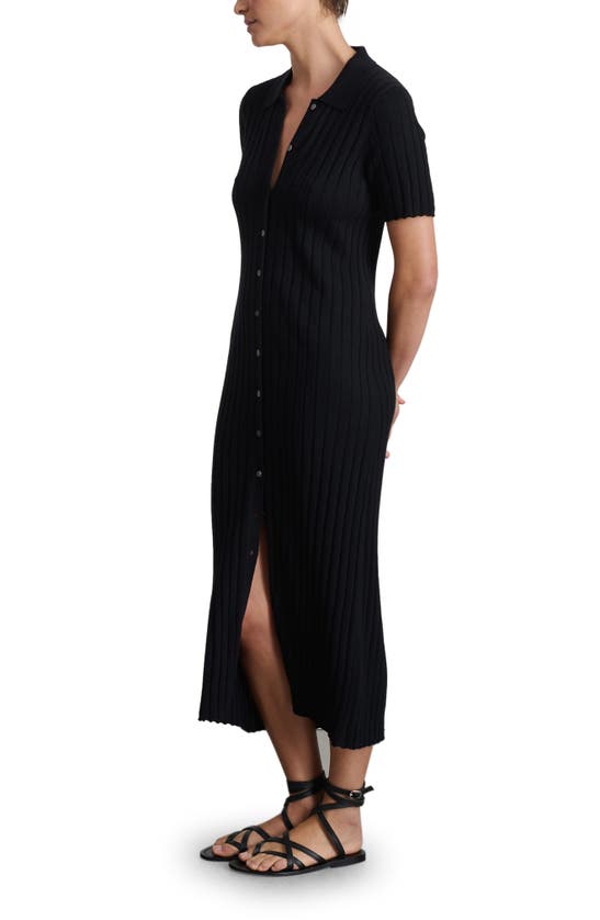 Shop Alex Mill Alice Rib Cotton & Hemp Midi Dress In Black