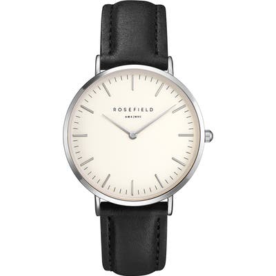 Rosefield Bowery Leather Strap Watch,