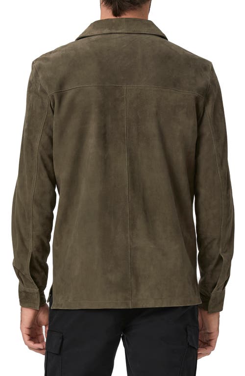 Shop Paige Baltimore Suede Shacket In Soft Olive