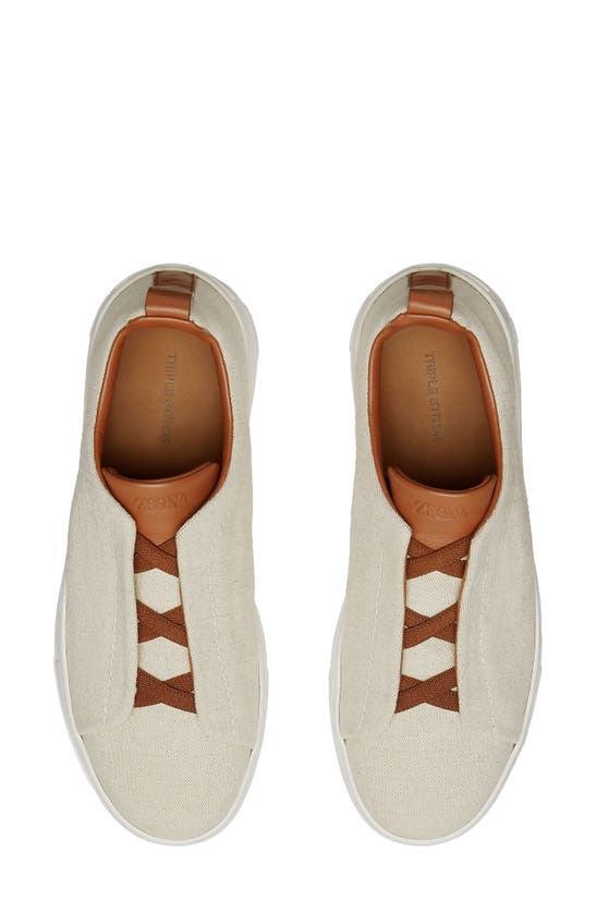 Zegna Leather Sneakers In Sand