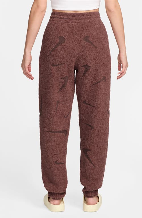Nike Phoenix Bouclé High Waist Joggers In Red Sepia