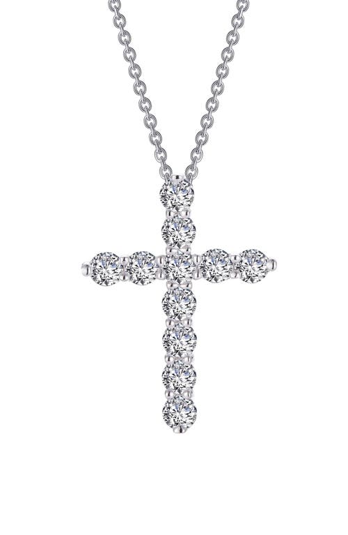 Simulated Diamond Cross Pendant Necklace in Silver/Clear