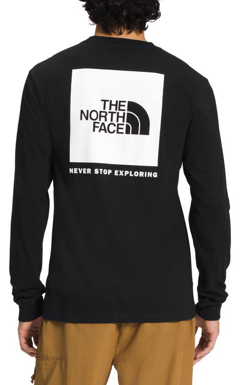 Shop The North Face Long Sleeve Box Logo Tee In Black/white