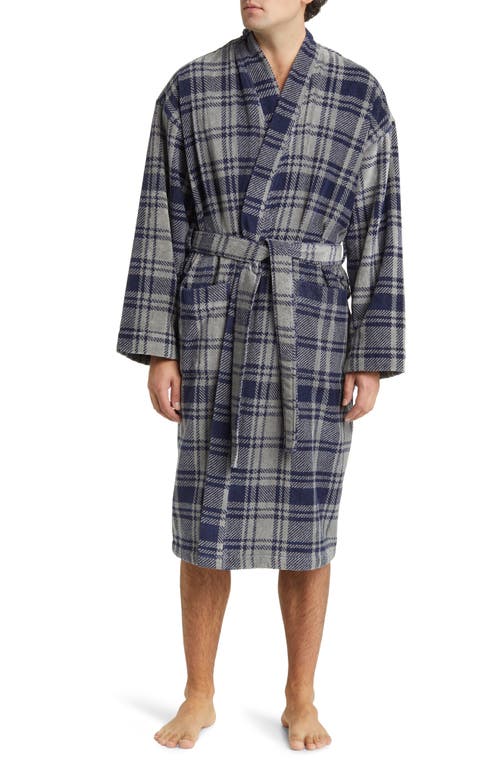 Shop Majestic International Tidings Cotton Robe In Navy/grey