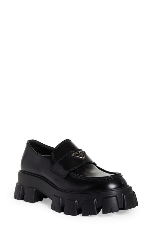 Prada Monolith Lug Sole Loafer Nero at Nordstrom