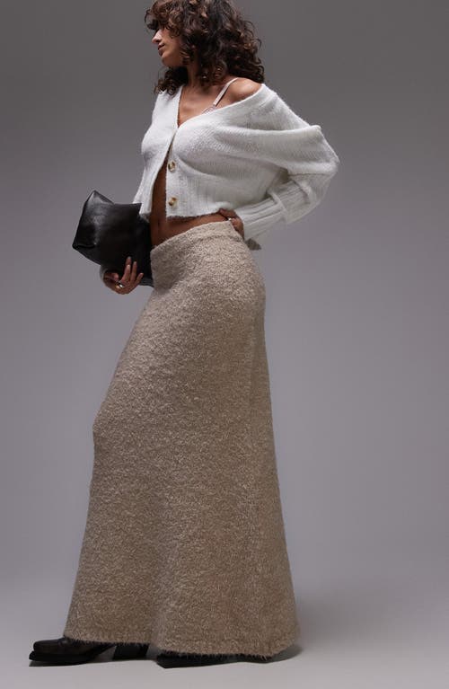 Shop Topshop Fluffy Knit Sweater Maxi Skirt In Stone