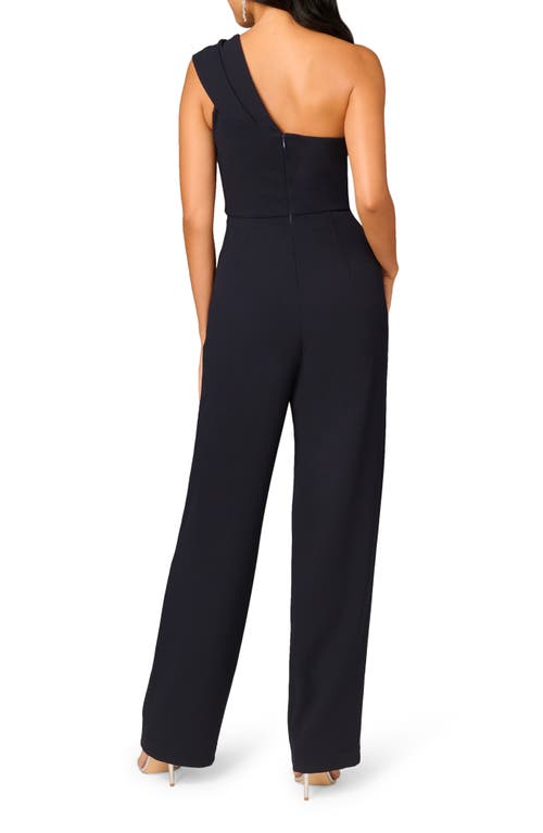Aidan Mattox By Adrianna Papell One-shoulder Crepe Jumpsuit In Twilight