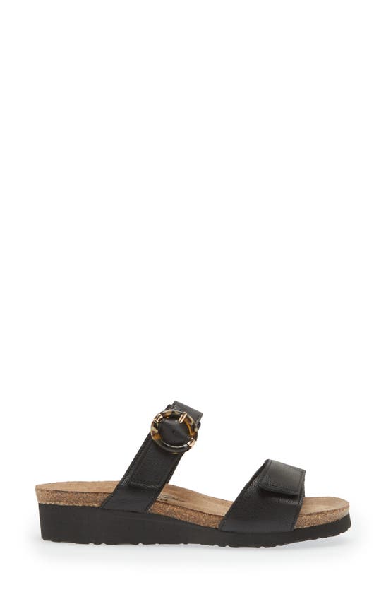 Naot Anabel Wedge In Soft Black Leather