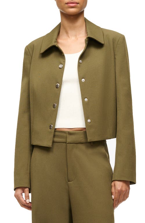 Shop Staud Marino Crop Jacket In Sergeant Green