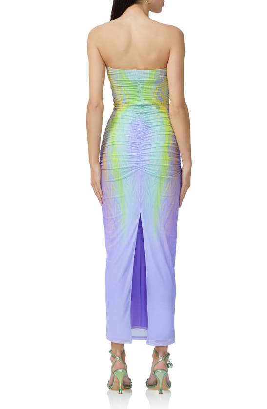 Shop Afrm Marlo Ruched Strapless Dress In Placed Citrus Swirl
