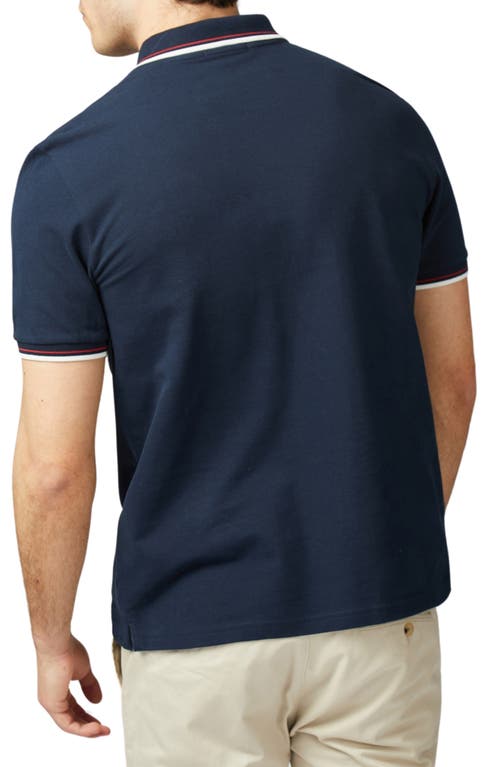 Ben Sherman Logo Embroidery Tipped Polo In Dark Navy
