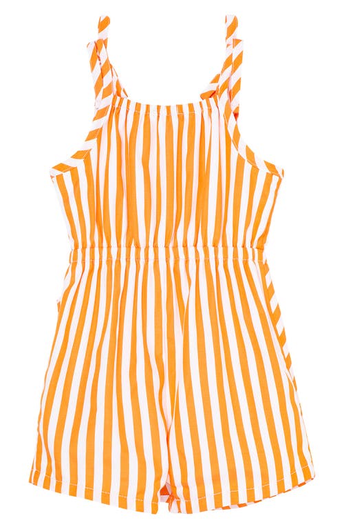 Shop Habitual Kids Stripe Gathered Romper In Orange