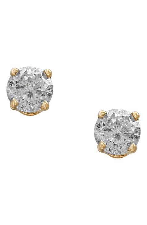 14K White Gold Round Diamond Stud Earrings - 0.75 ctw.