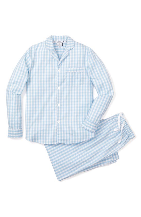 Shop Petite Plume Gingham Cotton Pajamas In Blue