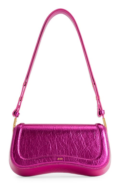 Joy Metallic Faux Leather Shoulder Bag in Red Violet
