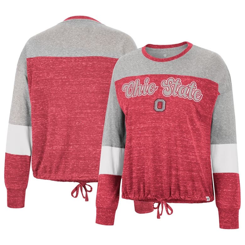 Colosseum Scarlet Ohio State Buckeyes Joanna Tie Front Long Sleeve T-shirt