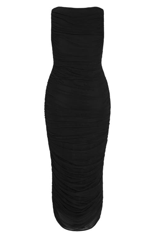 Shop City Chic Halo Sleeveless Ruched Mesh Dress In Black