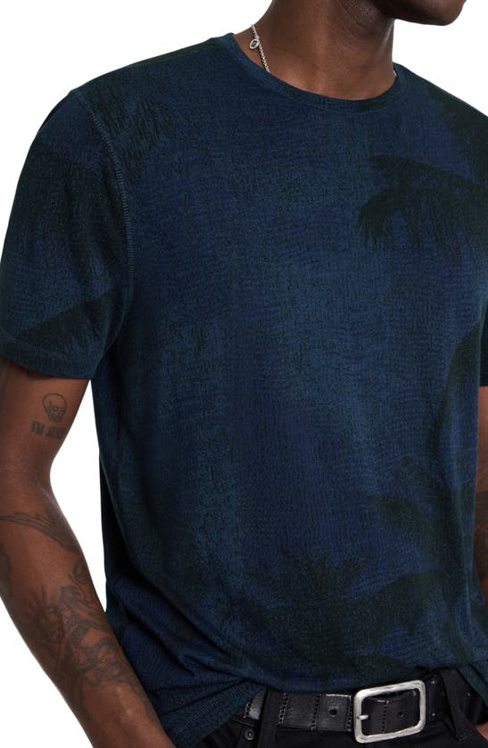 Shop John Varvatos Gobi Palm Burnout T-shirt In Navy