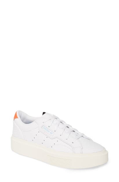 Adidas Originals Sleek Super Sneaker In White/ White/ Solar Red
