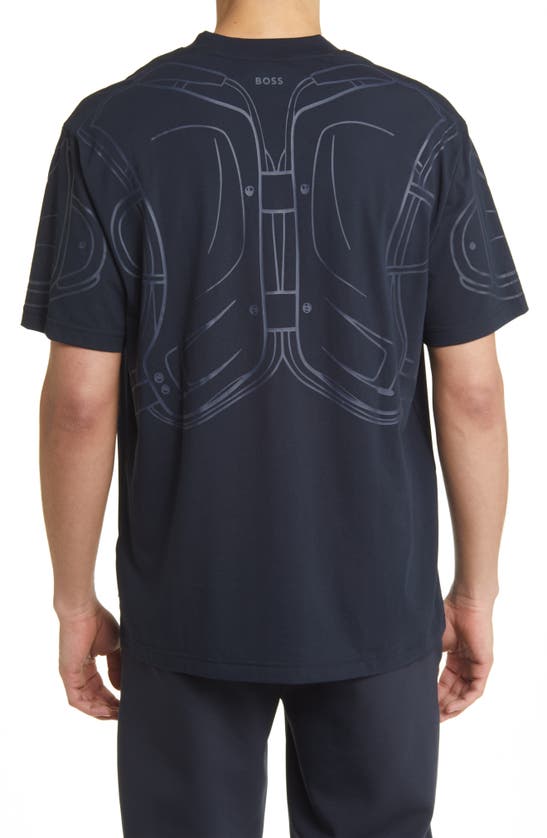 Shop Hugo Boss Boss X Nfl Tackle Graphic T-shirt In New England Patriots Dark Blue