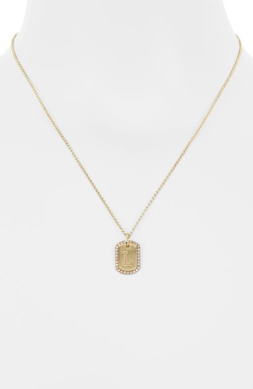 Meshmerise Diamond Initial Dog Tag Pendant Necklace In Yellow-l