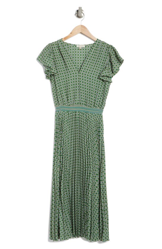 Max Studio Flutter Sleeve Pleated Midi Dress In Multi ModeSens