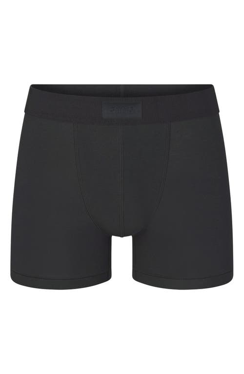 Shop Skims 3-inch Cotton & Modal Blend Boxer Briefs In Onyx