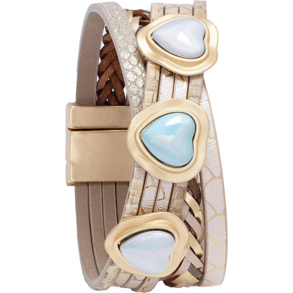 Shop Saachi Leather Heart Charm Bracelet In Beige