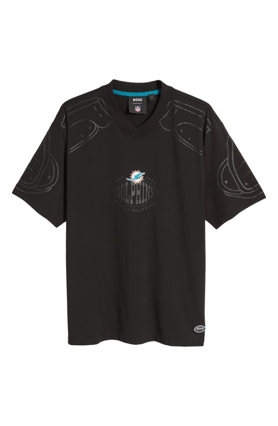 Shop Hugo Boss X Nfl Tackle Graphic T-shirt In Miami Dolphins Black