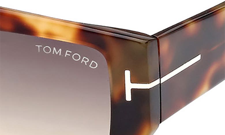Tom Ford Andres 56mm Square Sunglasses In Coloured Havana / Smoke