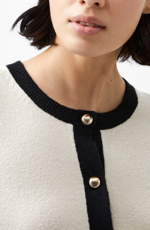 Shop French Connection Vhari Contrast Trim Cardigan In Clssic Cream Black