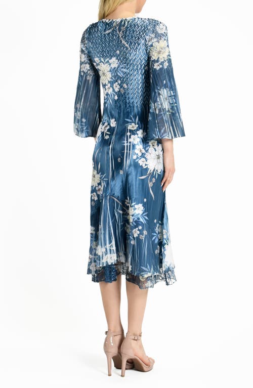 KOMAROV KOMAROV CHARMEUSE & CHIFFON MIDI DRESS 