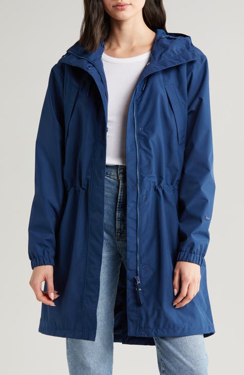 Navy blue raincoat store womens