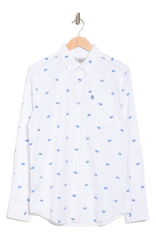 Original Penguin Camera Print Woven Shirt In Bright White