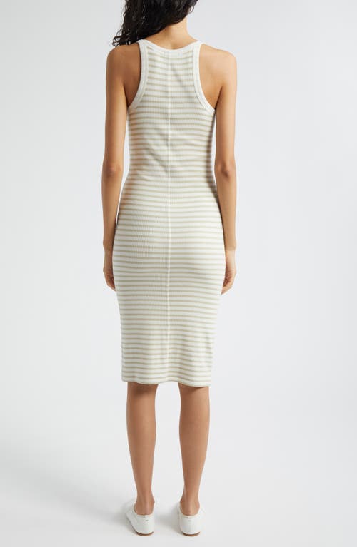 Shop Atm Anthony Thomas Melillo Stripe Rib Tank Dress In Chalk/morning Mist