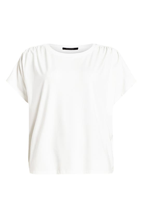 Shop Allsaints Natalie Ruched Shoulder T-shirt In Chalk White