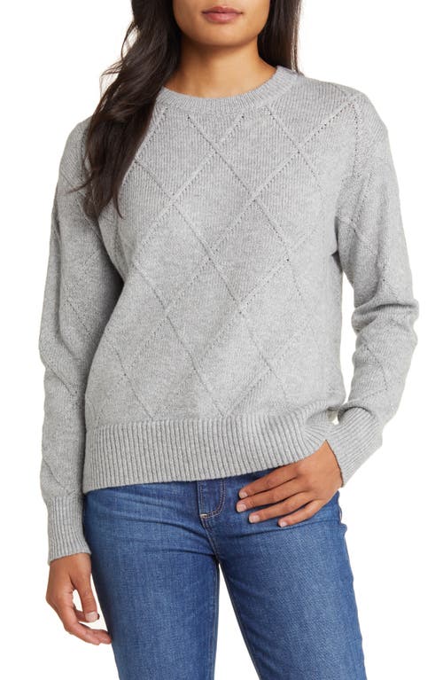 caslon(r) Diamond Cable Knit Sweater in Grey Heather