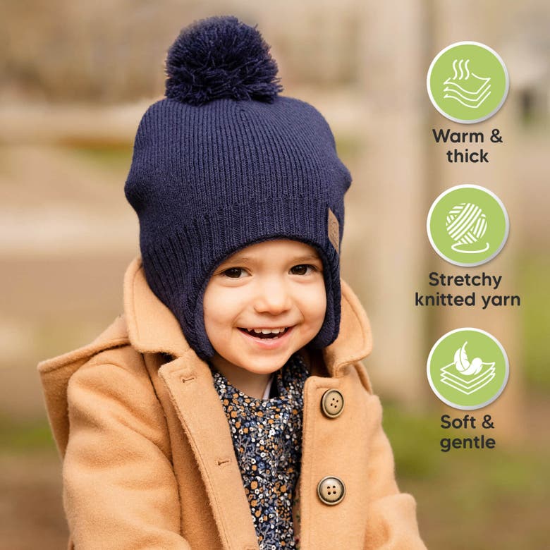 Keababies Muff Knitted Beanie In Navy
