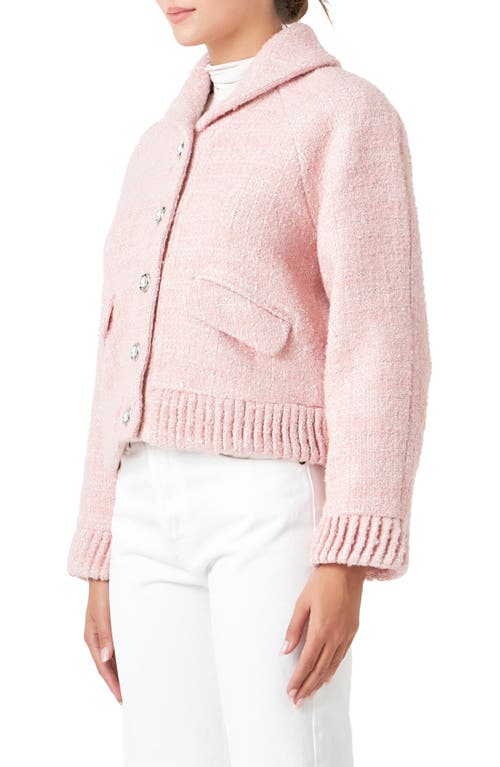 Shop Endless Rose Metallic Tweed Jacket In Blush Pink